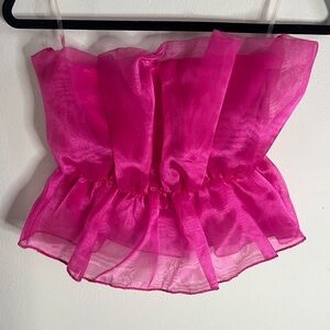 Vibrant Pink Sheer Strapless Top